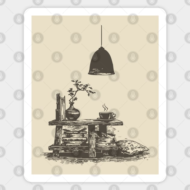 Minimalist Reading Nook Magnet by TuncGK